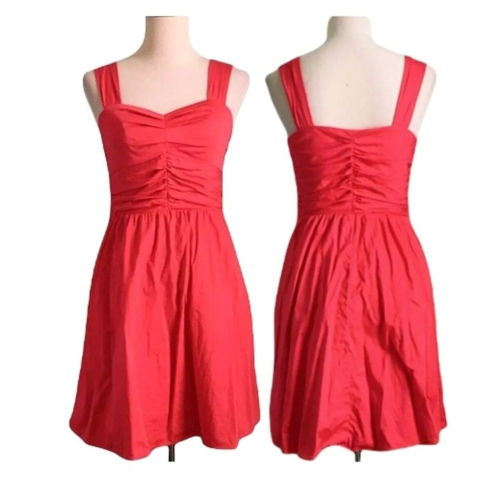 EXPRESS Women's Sweetheart Neckline Ruched Bodice Hot Pink Mini Dress Size 12 - Picture 2 of 12